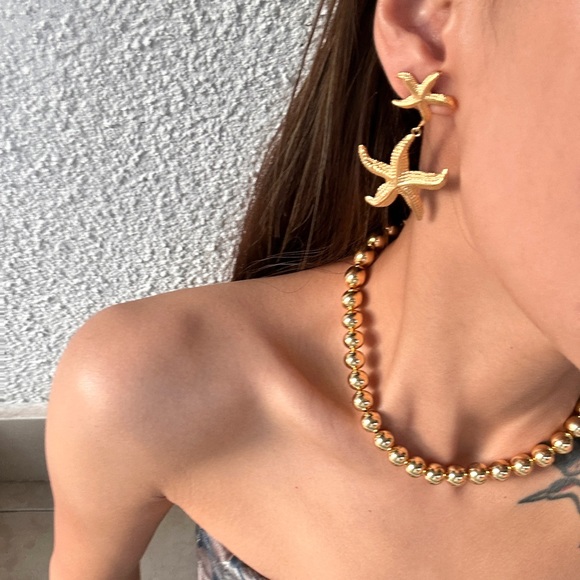 24K Gold Starfish Earrings*Ocean Inspired Earrings*Waterproof*Sweatproof - Picture 4 of 5